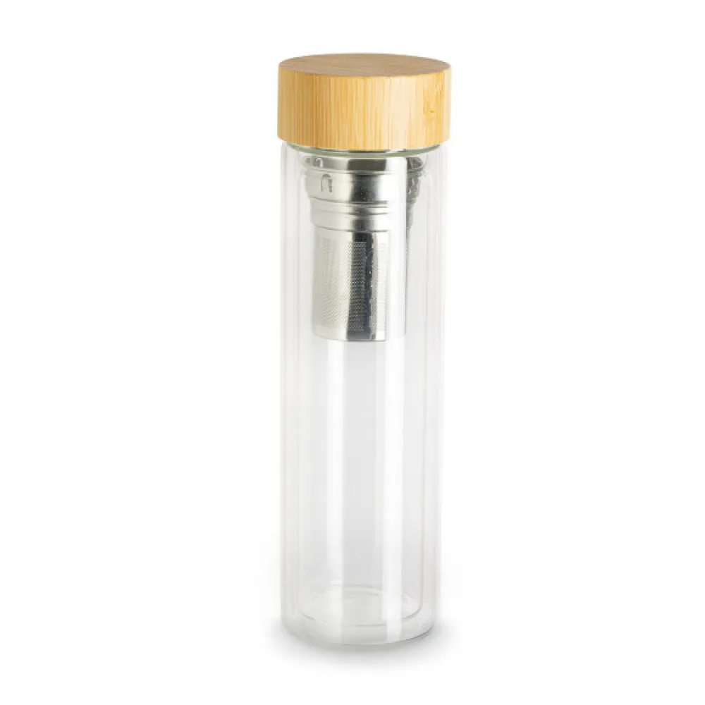 Sublimations - Glasflasche mit Teesieb & Bambusdeckel 420ml
